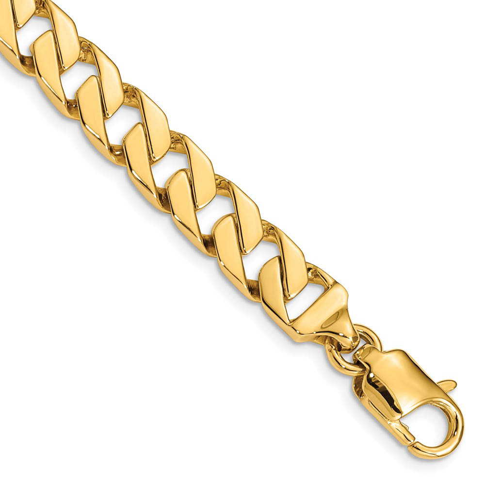 Men&#039;s 14k Yellow Gold, 9.25mm Fancy-Link Chain Bracelet - 8 Inch