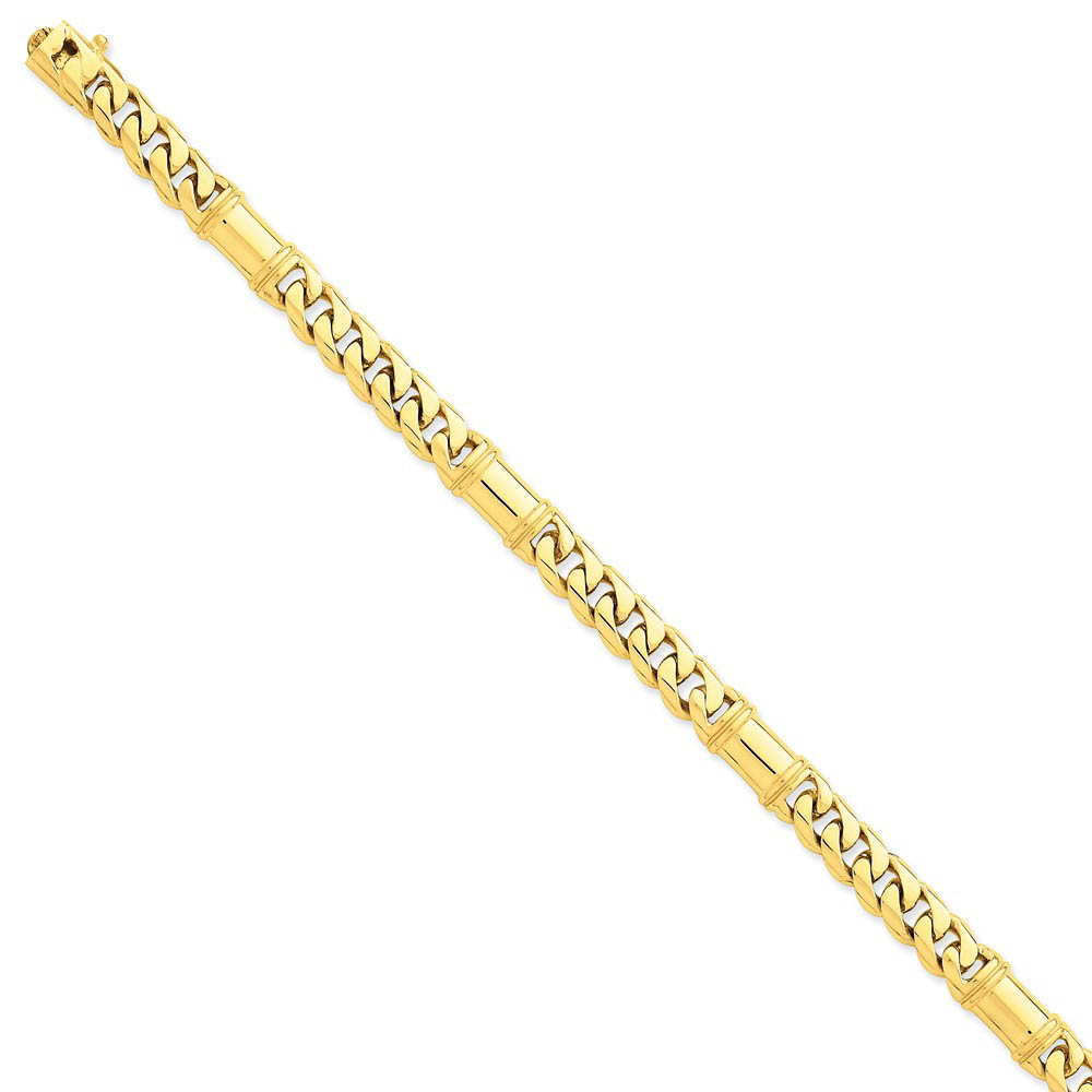 Men&#039;s 14k Yellow Gold, 7.5mm Fancy Link Bracelet, 8 Inch