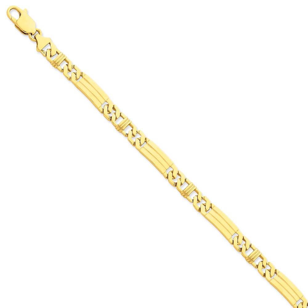 Men's 14k Yellow Gold, 7mm Fancy Link Bracelet