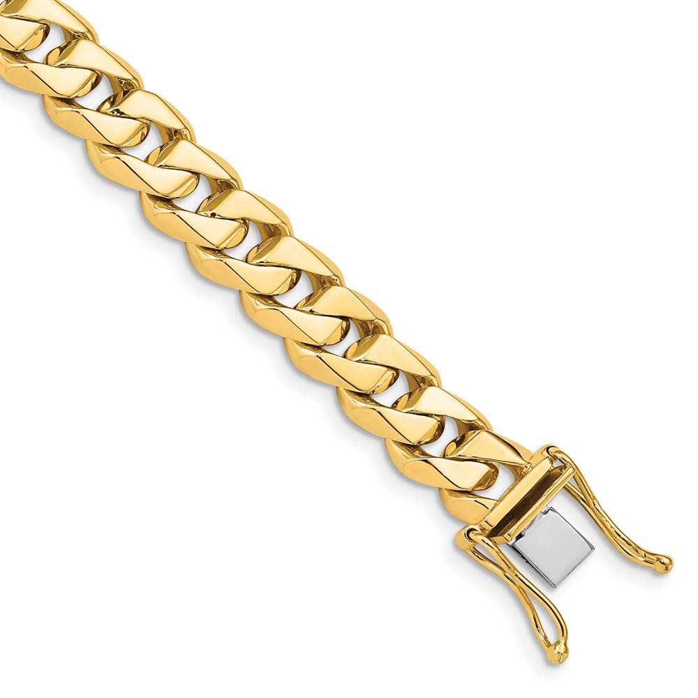 Men's 14k Yellow Gold, 10mm Traditional Curb Chain Bracelet