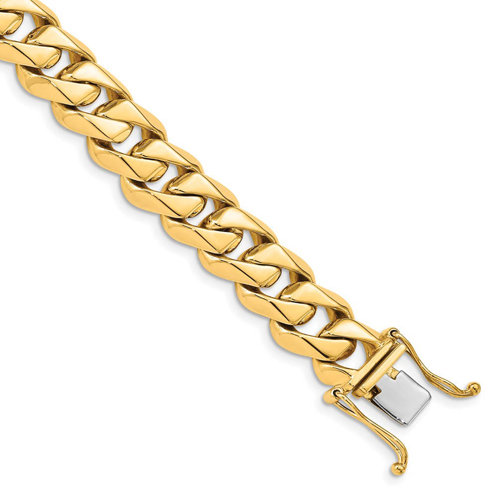 Men's 14k Yellow Gold, 12mm Traditional Curb Chain Bracelet
