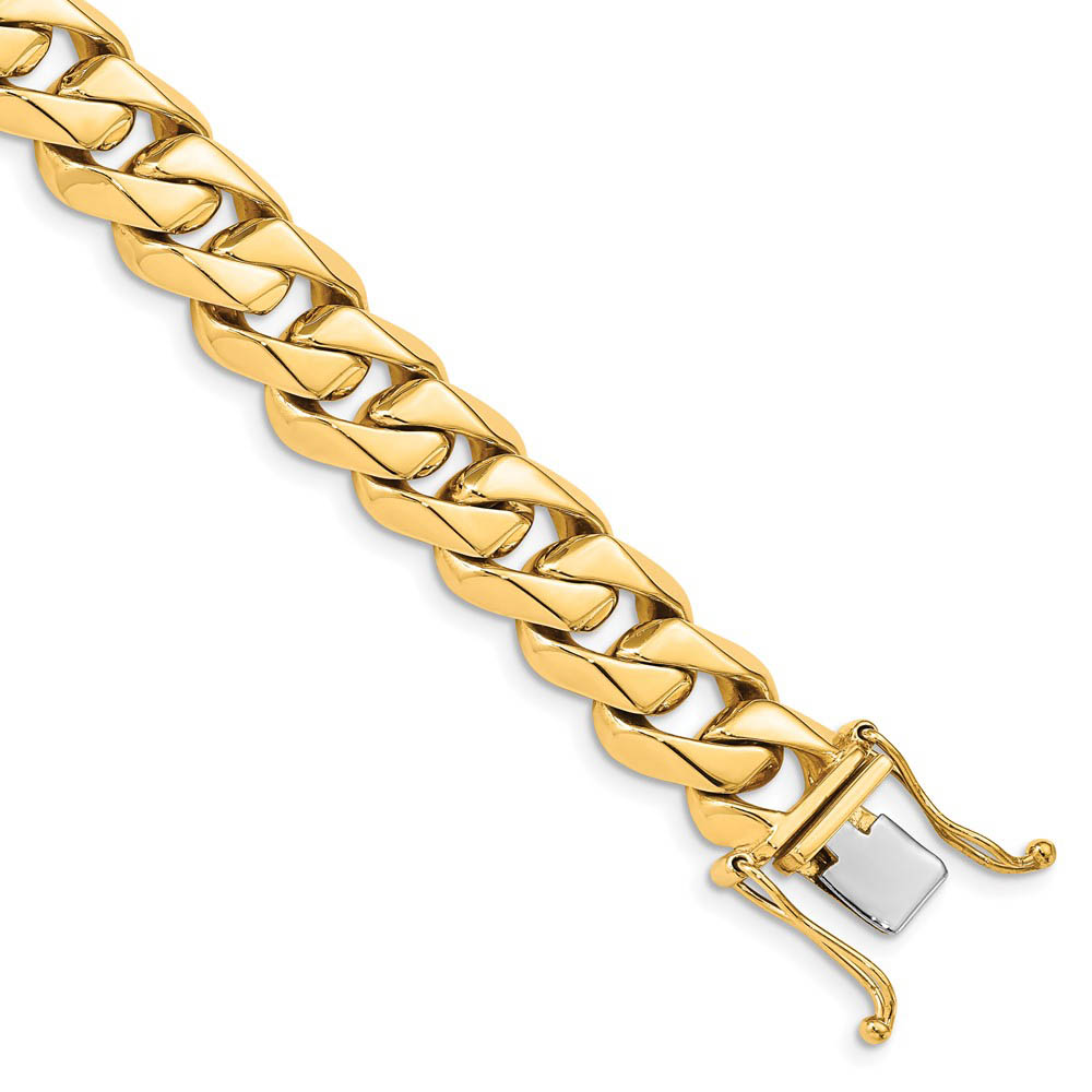 Men&#039;s 14k Yellow Gold, 12mm Traditional Link Bracelet - 8 Inch