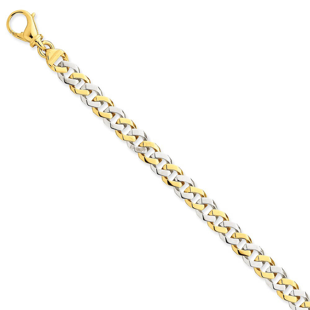 Men's 14k White &Yellow Gold, 7.85mm Fancy Curb Chain Bracelet