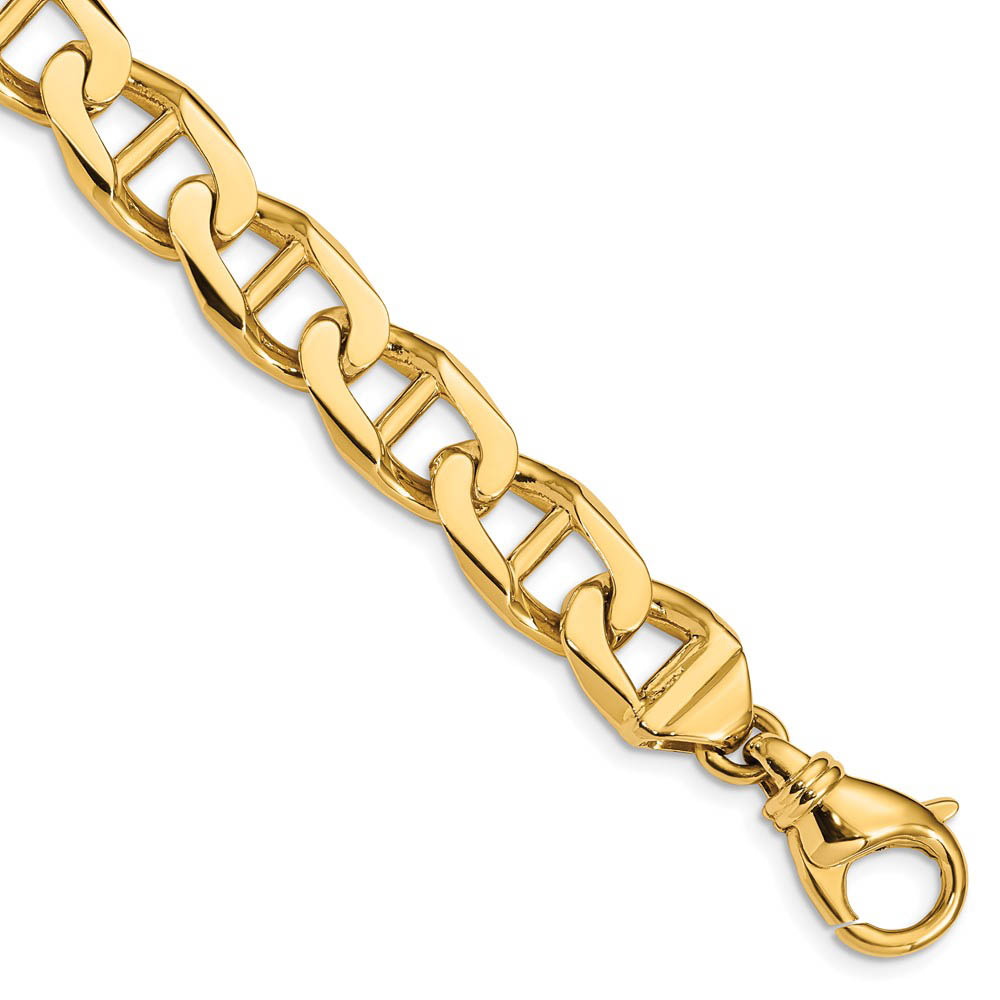 Men&#039;s 14k Yellow Gold, 11mm Anchor Link Chain Bracelet