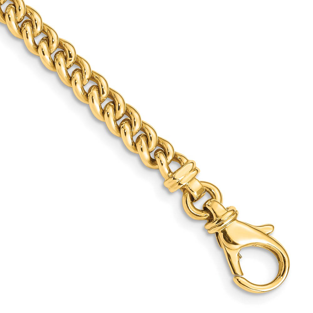 Men&#039;s 14k Yellow Gold, 4.5mm Fancy Curb Link Chain Bracelet