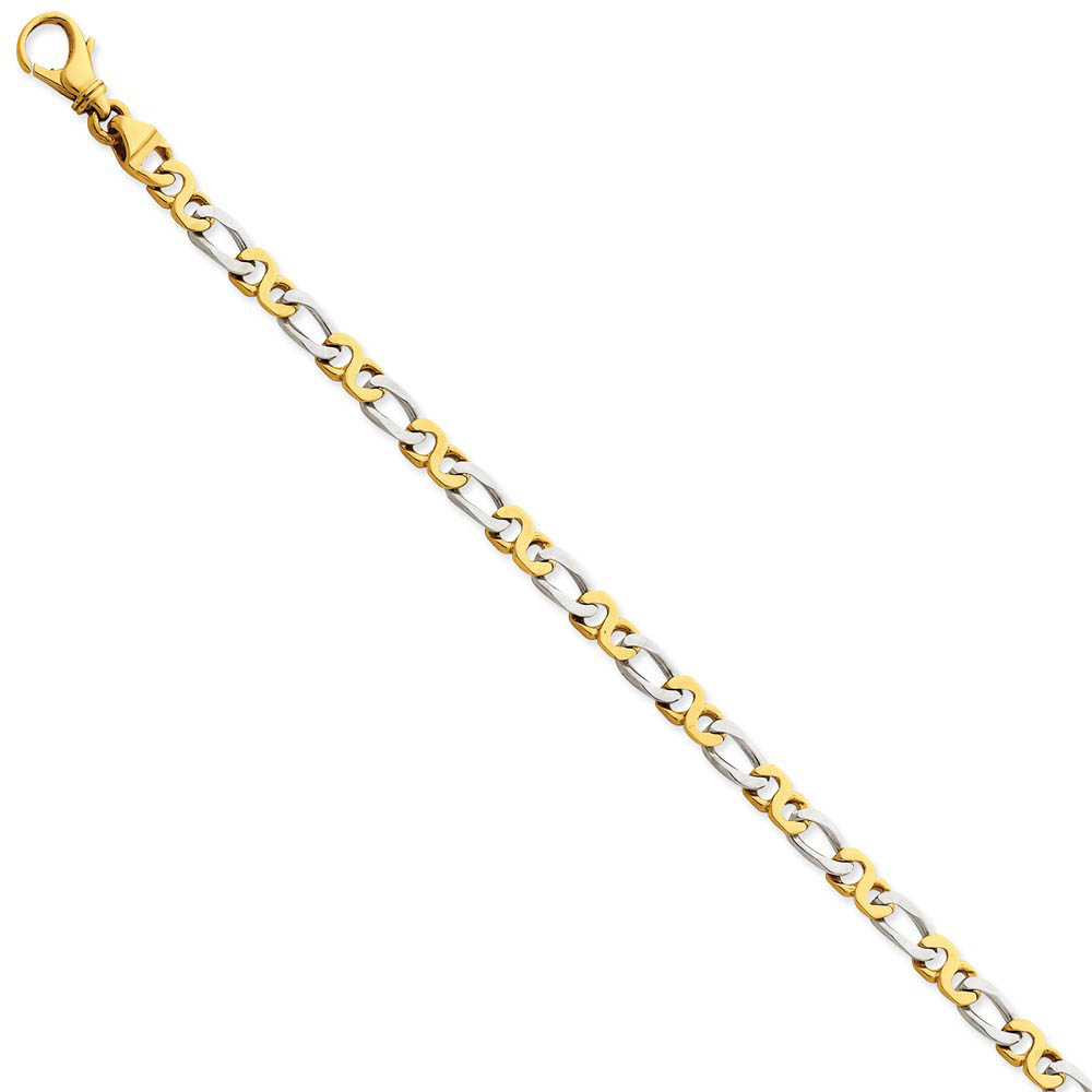14K White & Yellow Gold, 4.8mm Fancy Link Chain Bracelet