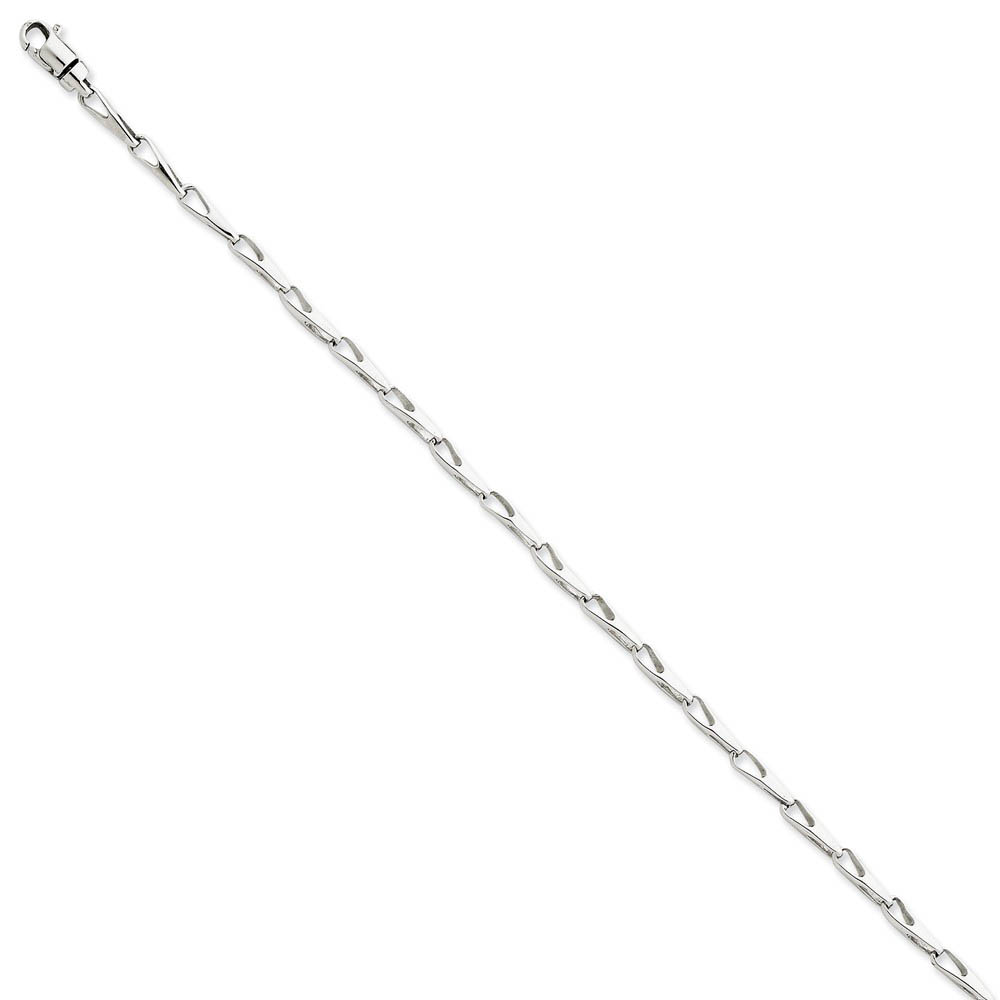 14k White Gold, 3mm Fancy Link Chain Bracelet