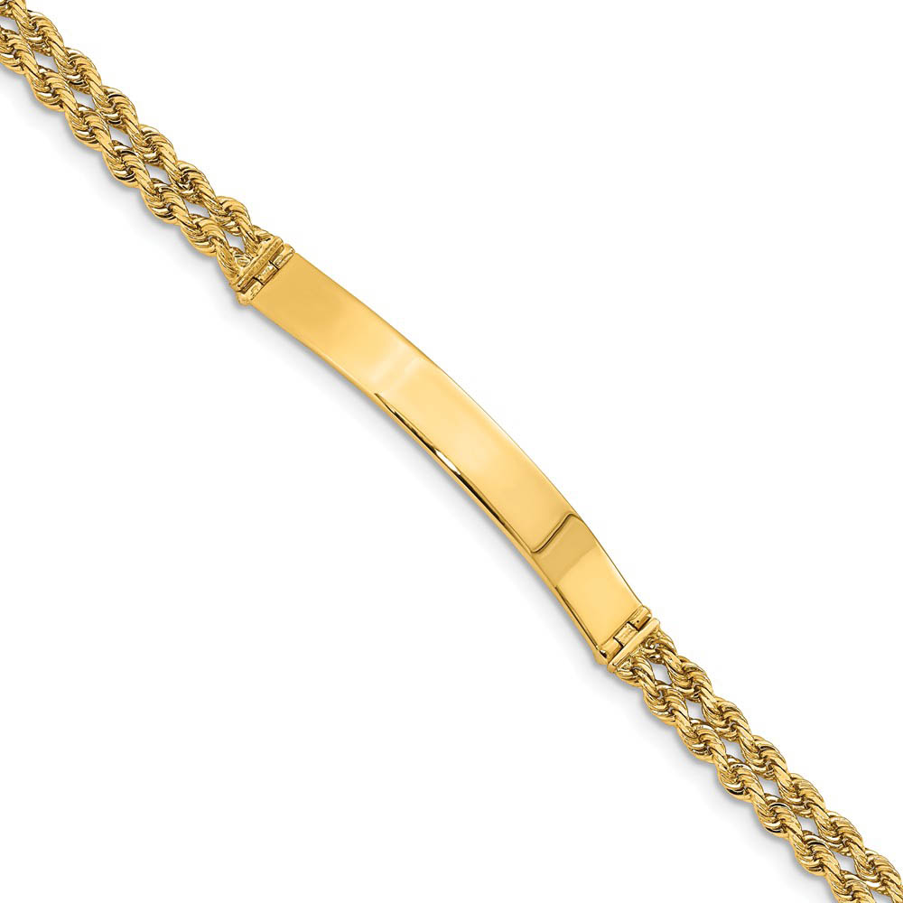 14k Yellow Gold Two Strand Rope Plate I.D. Bracelet