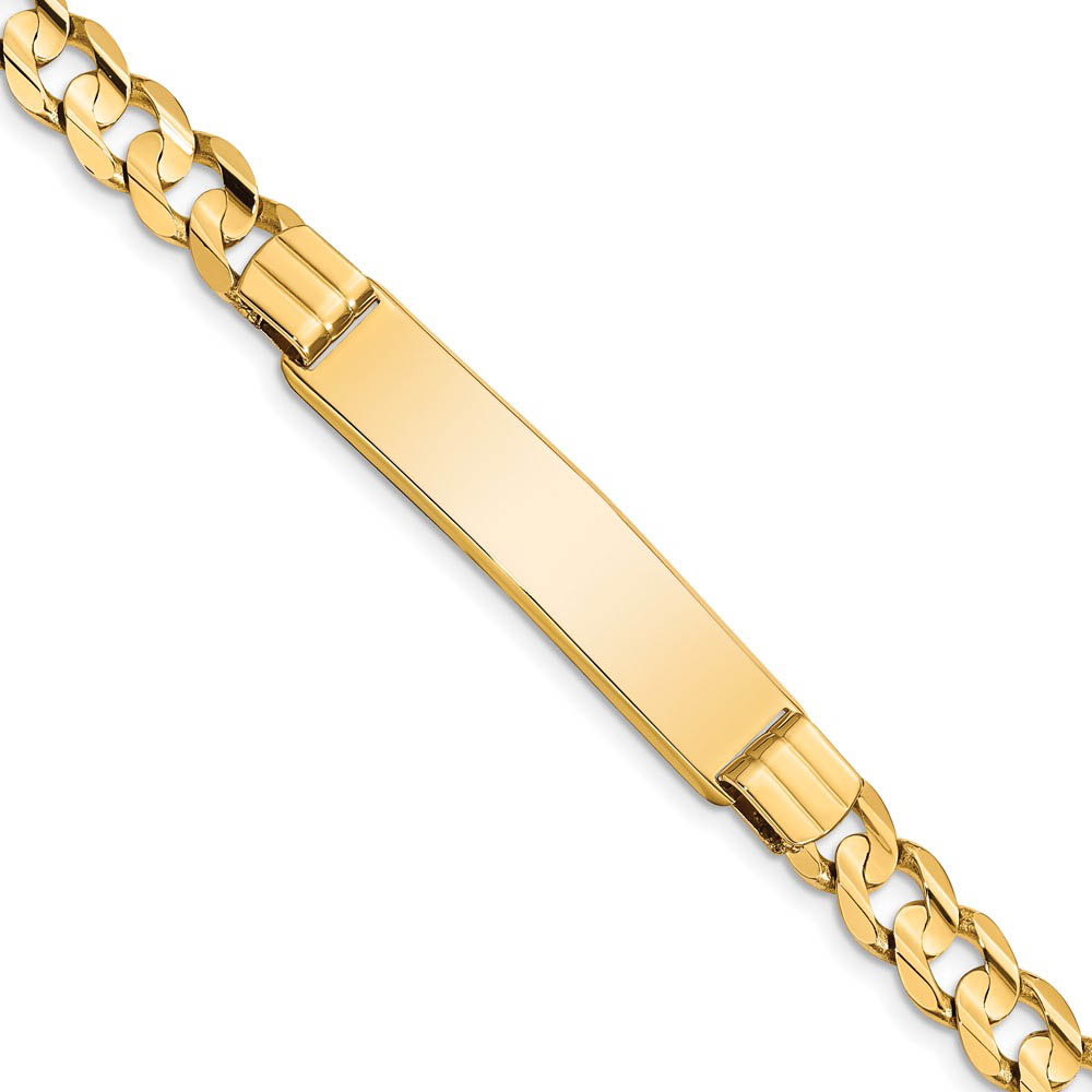 Men&#039;s 14k Yellow Gold Solid Curb I.D. Bracelet, 8 Inch