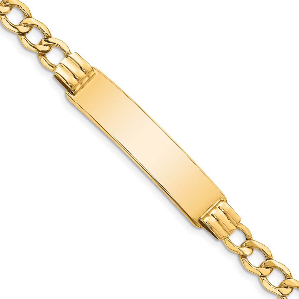 14k Yellow Gold 5.9mm Hollow Curb Link I.D. Bracelet
