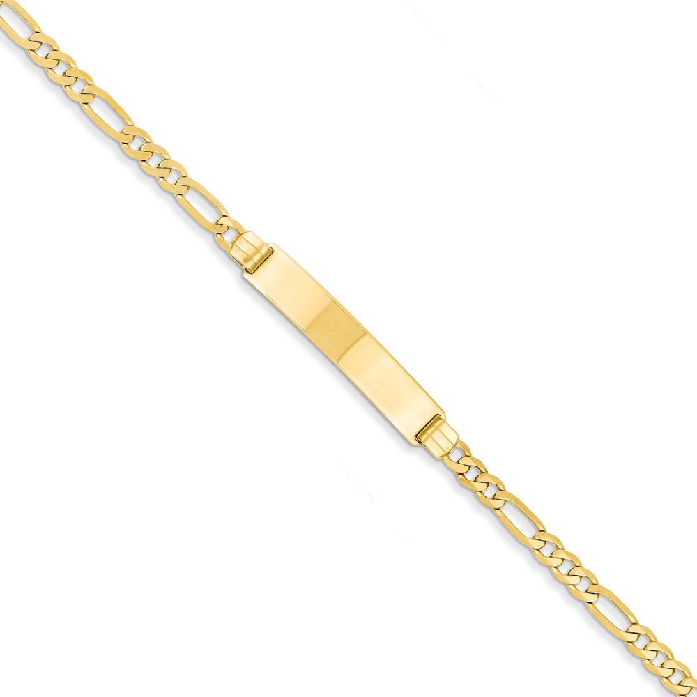 Ladies 14k Yellow Gold Solid Figaro I.D. Bracelet