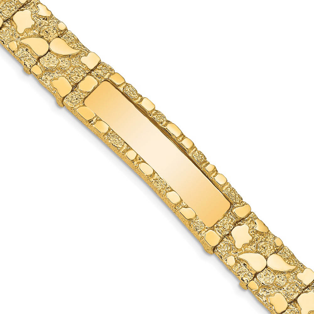 Men's 14k Yellow Gold 12mm Nugget I.D. Bracelet