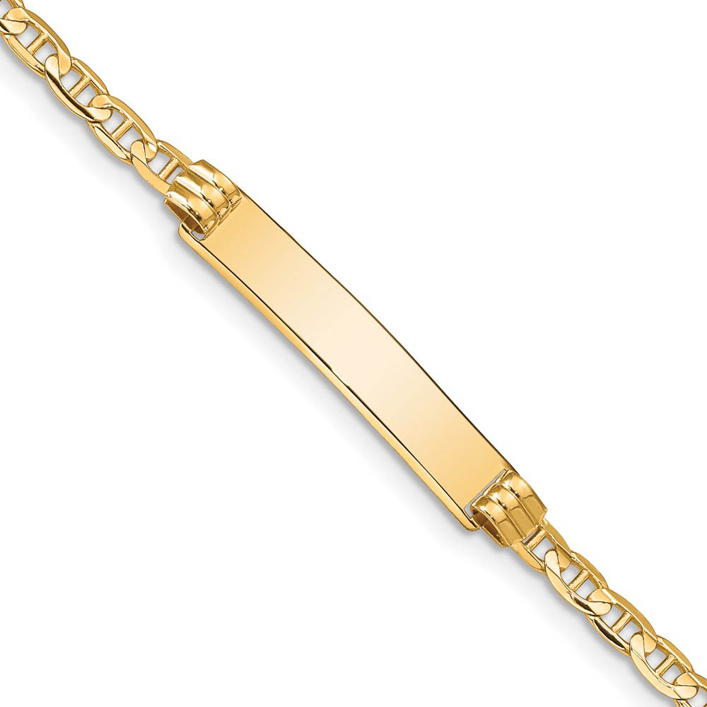 14k Yellow Gold Anchor Link I.D. Bracelet with Lobster Clasp