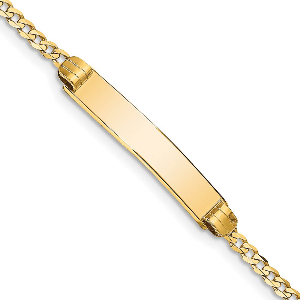 14k Yellow Gold Curb Link I.D. Bracelet with Lobster Clasp