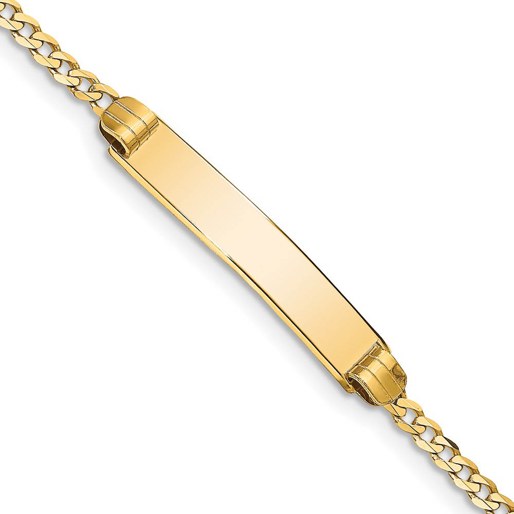 14k Yellow Gold Curb Link I.D. Bracelet with Lobster Clasp - 7 Inch