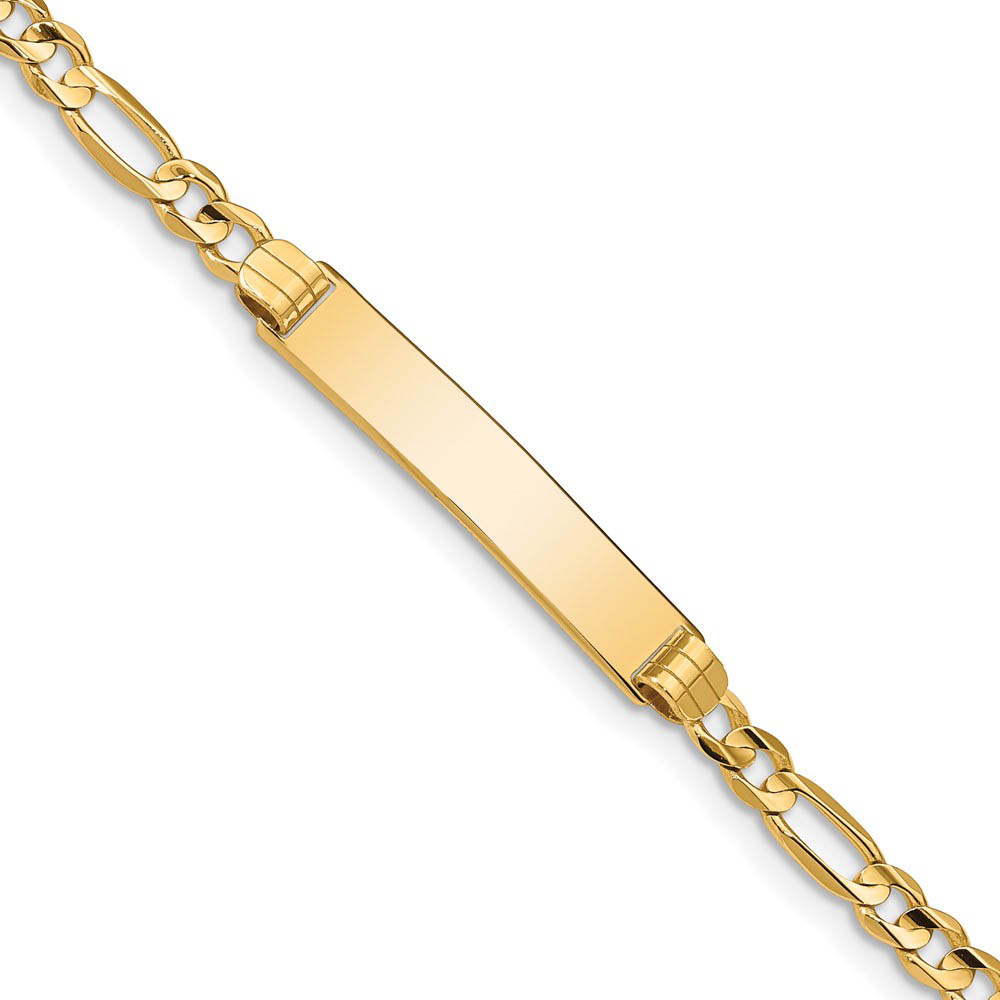 14k Yellow Gold Figaro I.D. Bracelet with Lobster Clasp