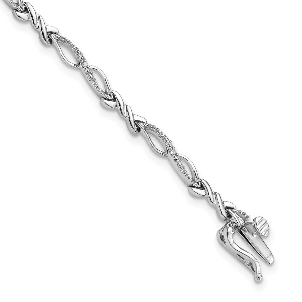 Diamond Twisted Loop Bracelet in Sterling Silver -7 Inch