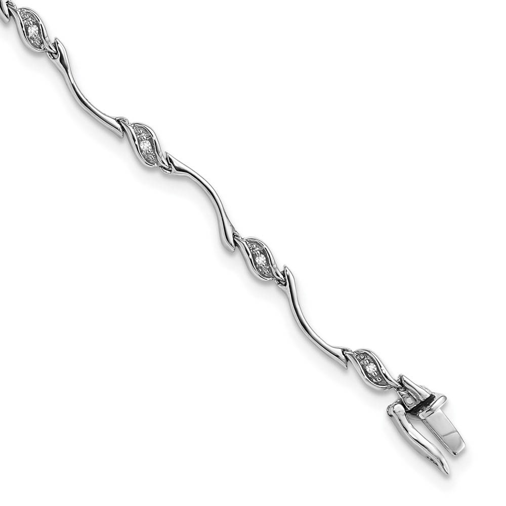 Swirl Diamond Tennis Bracelet in Sterling Silver -7 Inch