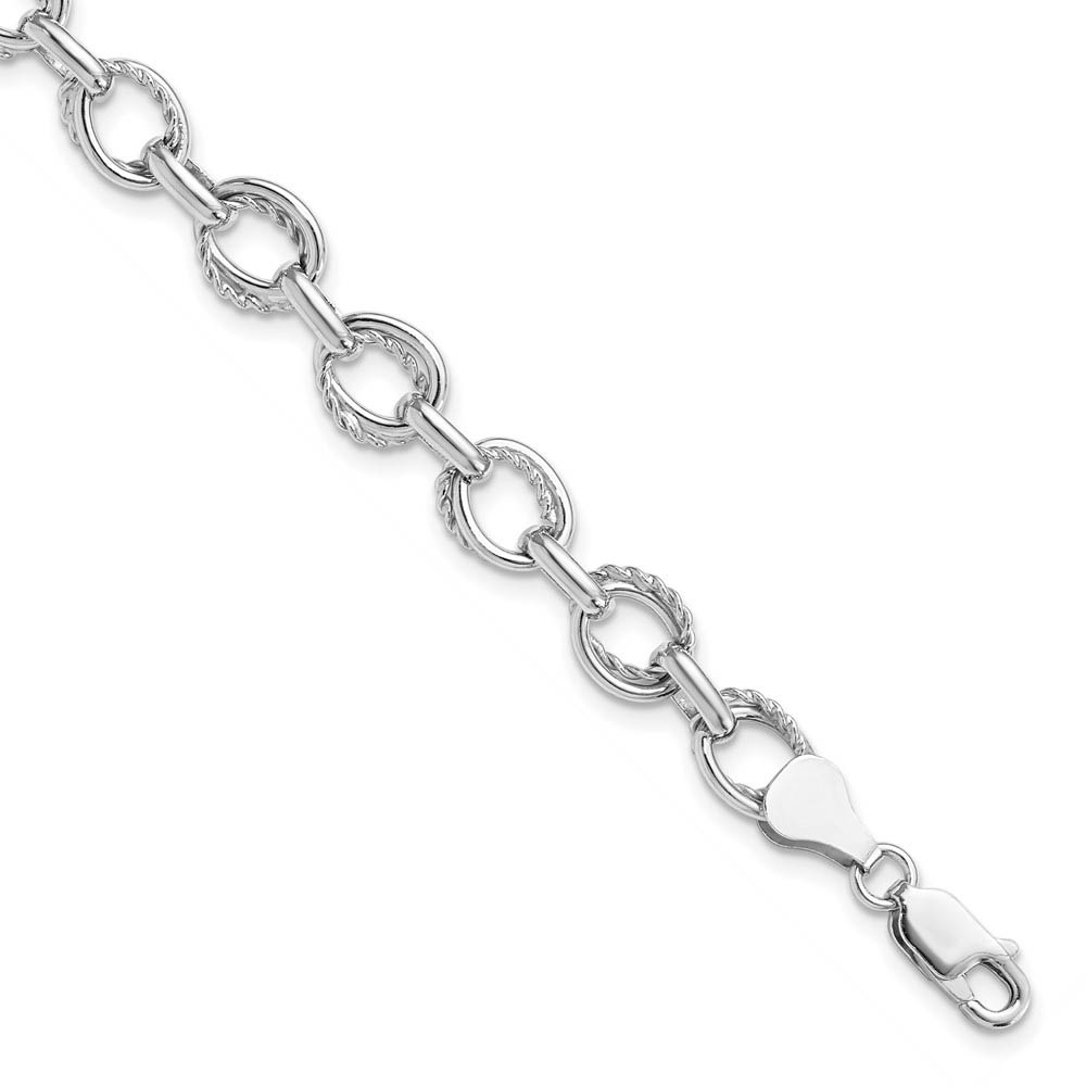 Sterling Silver 7mm Polished Oval Link Chain Bracelet, 7.5 Inch