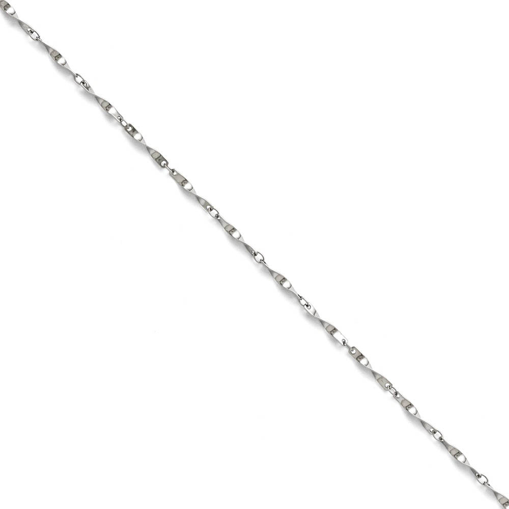 2mm Polished Spiral Link Chain Bracelet in Stainless Steel