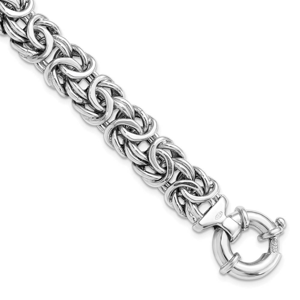Sterling Silver 12mm Fancy Byzantine Link Chain Bracelet
