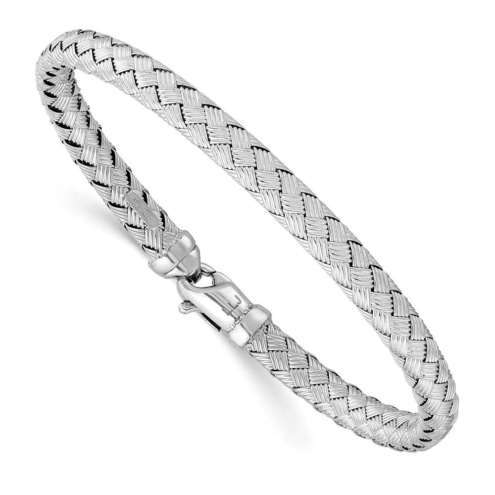 Sterling Silver 6mm Basketweave Bracelet, 7.5 Inch