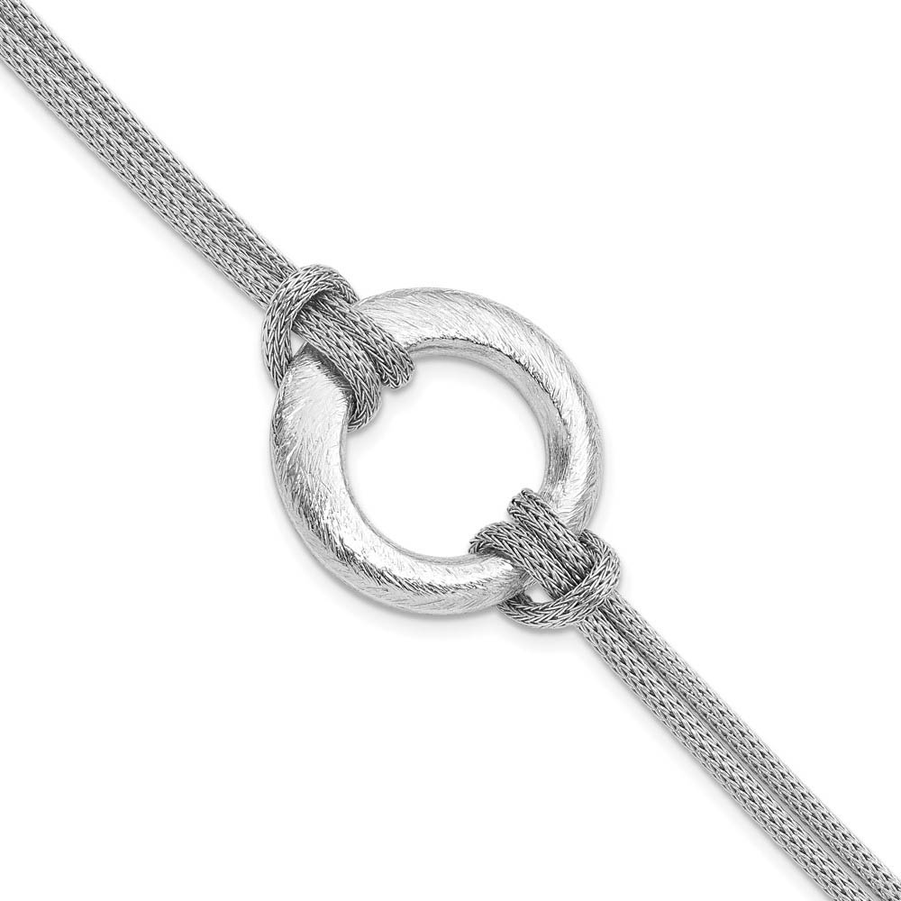 Sterling Silver Knotted Asymmetrical Circle Bracelet, 7.5 Inch