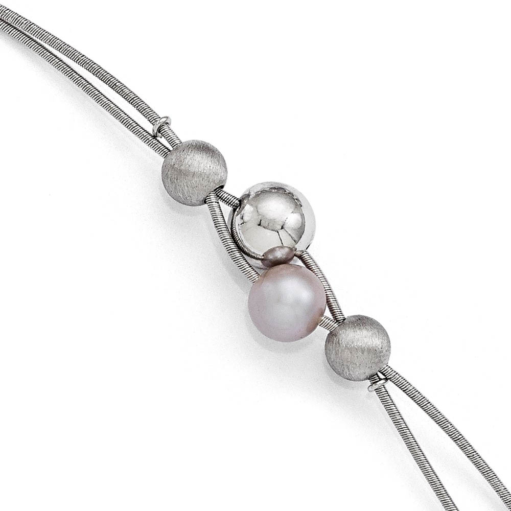 Strand Sterling, Gray FW Cultured Pearl &amp; Beaded Double Bracelet