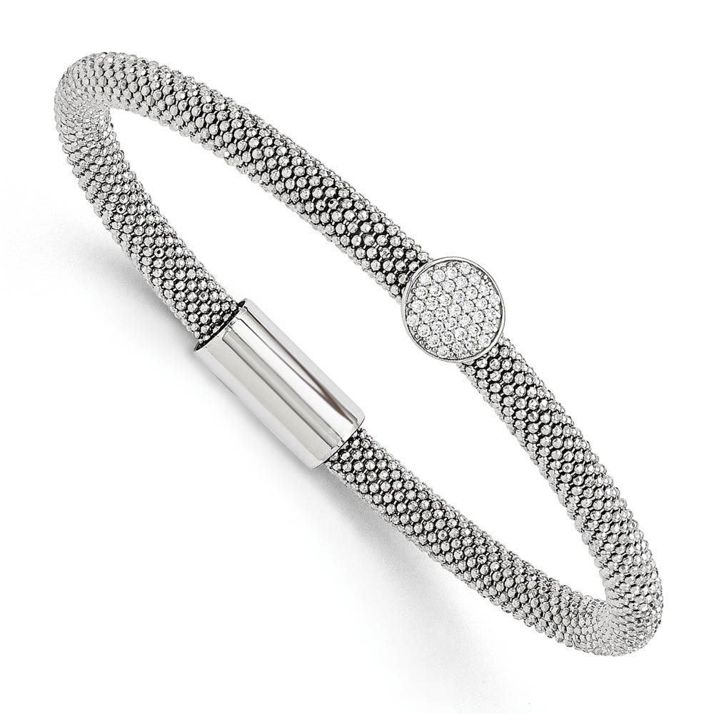 5mm Diamond-Cut Cubic Zirconia Sterling Silver Bracelet, 7.5 Inch