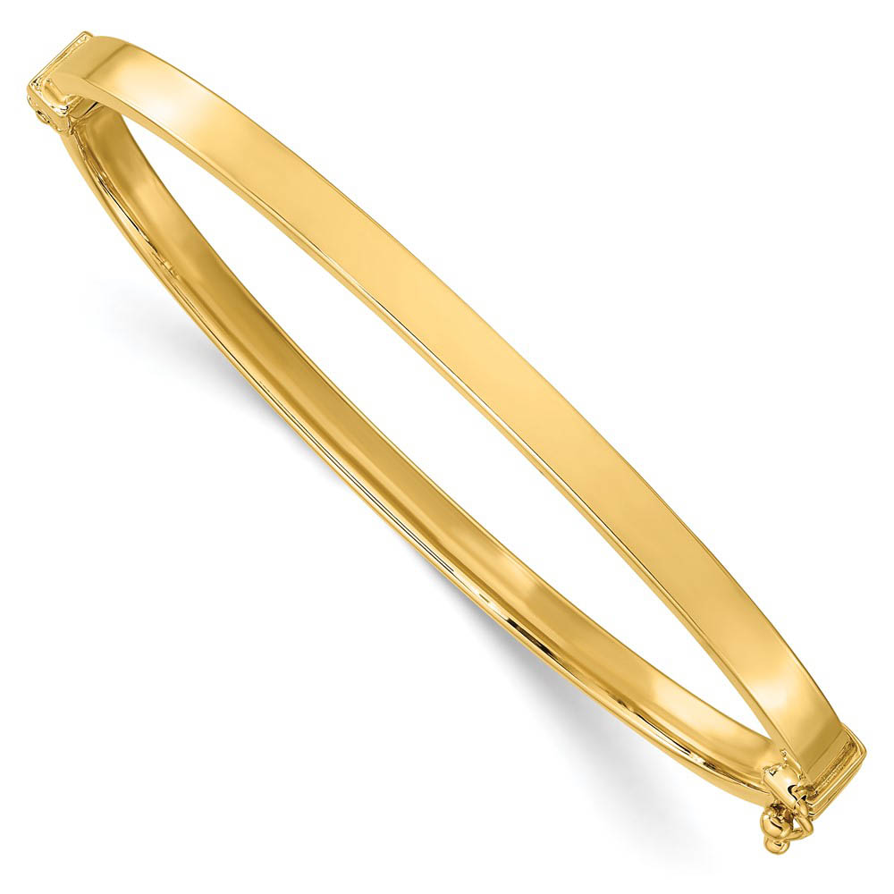 4mm 14k Yellow Gold Polished Flat Hinged Bangle Bracelet