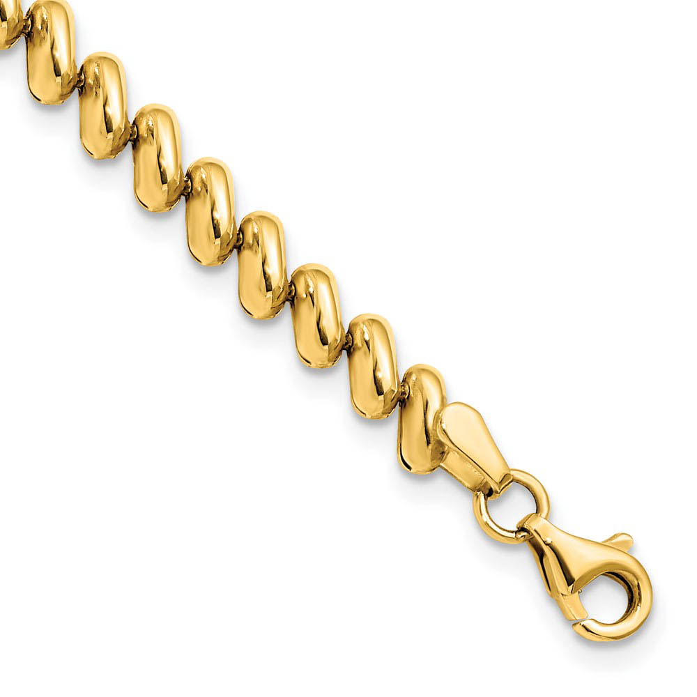 5mm 14k Yellow Gold San Marco Diagonal Link Chain Bracelet