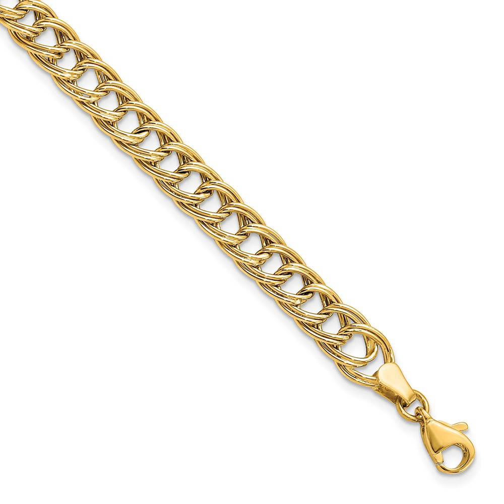 14k Yellow Gold 7mm Double Curb Link Chain Bracelet