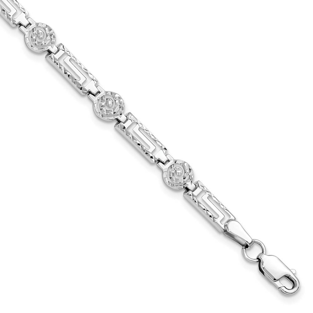 6mm Diamond Cut Spiral Link Bracelet in 14k White Gold