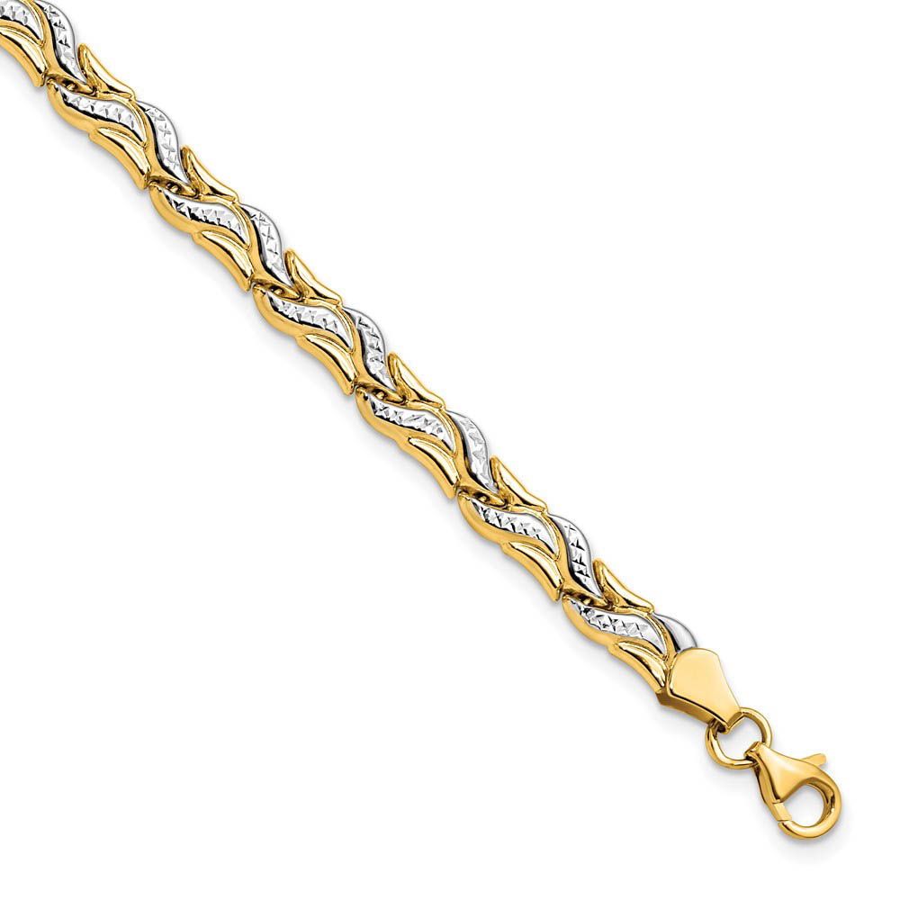 5mm Swirl Link Bracelet in 14k Yellow Gold and White Rhodium