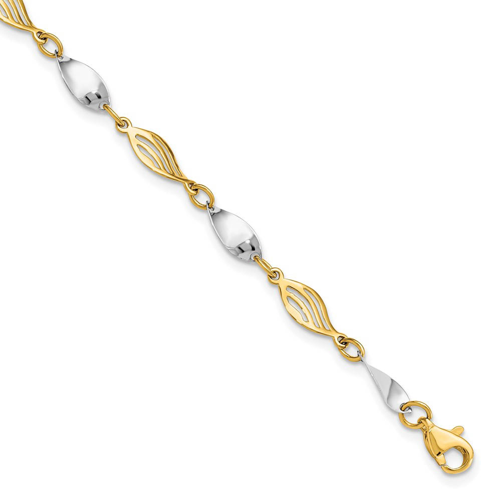 14k Two Tone Gold 5mm Twisted Link Bracelet, 7 Inch