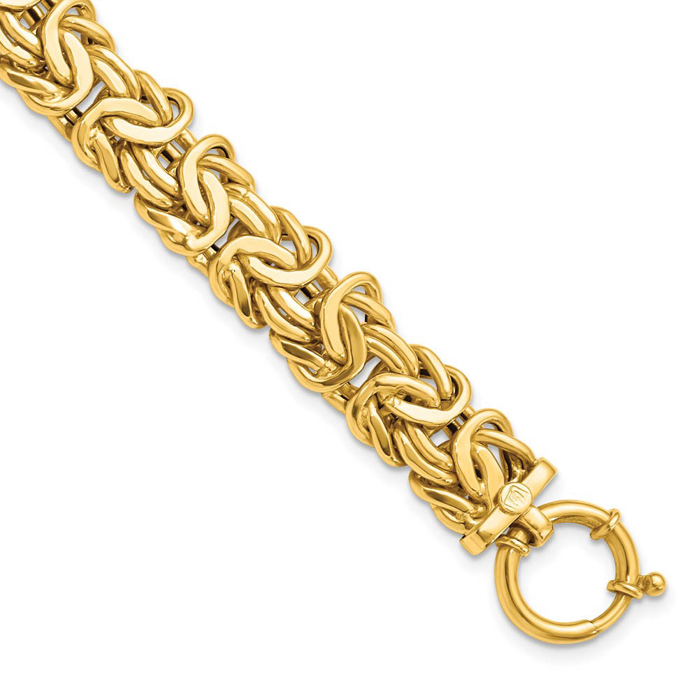 Italian 10mm Byzantine Chain Bracelet in 14k Yellow Gold, 7.5 Inch