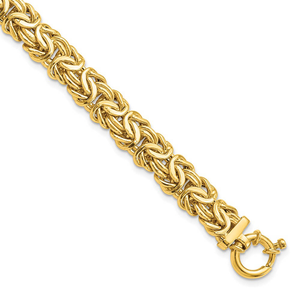 Italian 8mm Byzantine Chain Bracelet in 14k Yellow Gold
