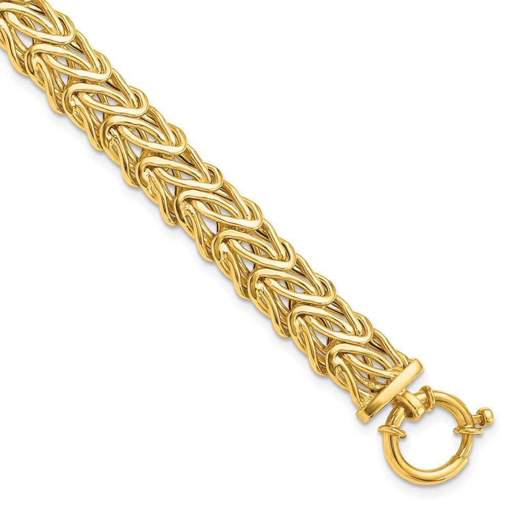 14k Yellow Gold Italian 9mm Fancy Byzantine Chain Bracelet, 7.5 Inch