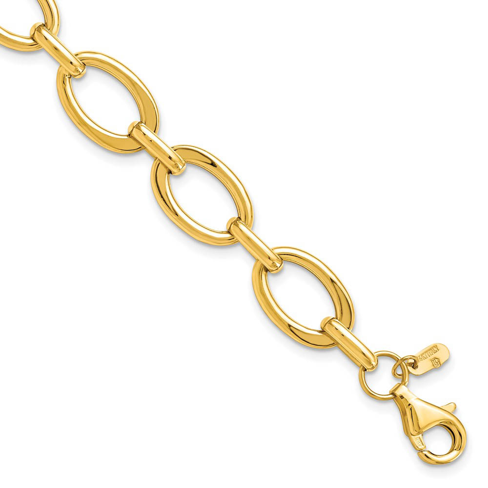 14k Yellow Gold 9mm Polished Cable Link Chain Bracelet