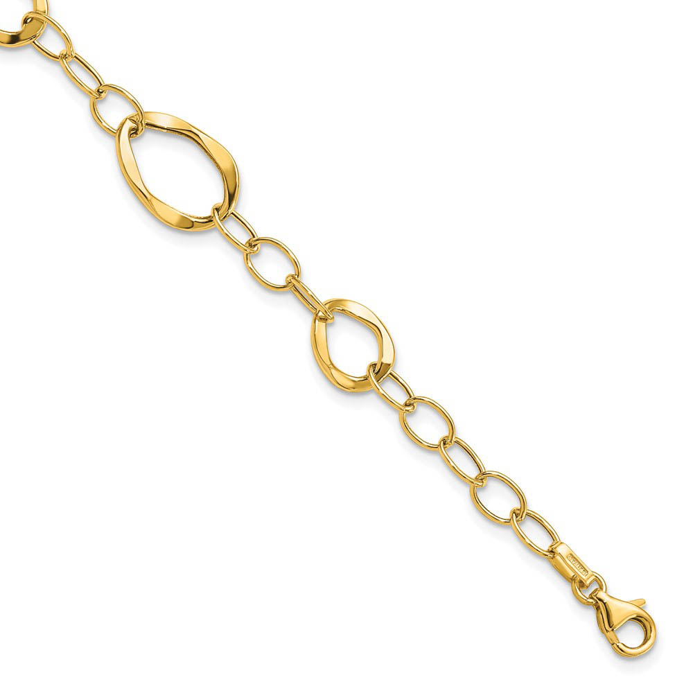 14k Yellow Gold Italian 10mm Polished Link Chain Bracelet