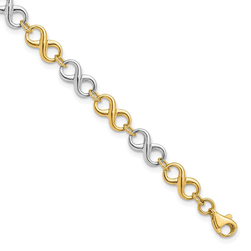 14k Two Tone Gold, 5mm Figure-8 Chain Link Bracelet, 7.25 Inch