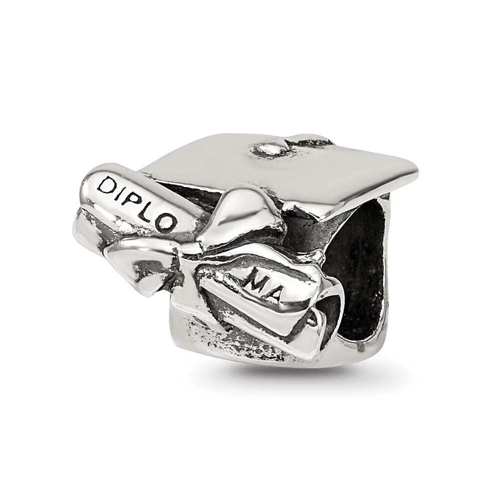 Sterling Silver Graduation Cap & Diploma Bead Charm