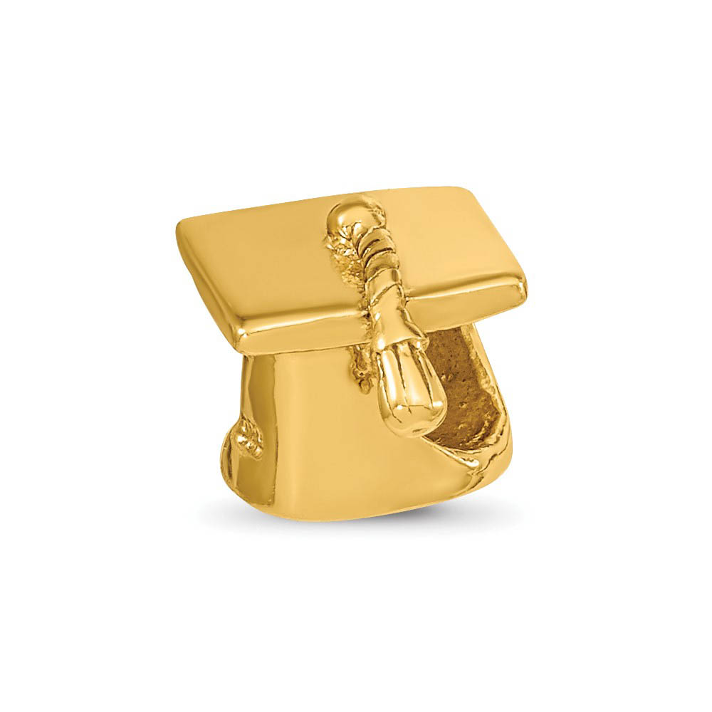 14k Gold Plated Sterling Silver Graduation Cap Bead Charm