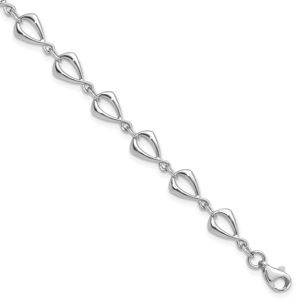 14k White Gold 6mm Polished Fancy Link Chain Bracelet