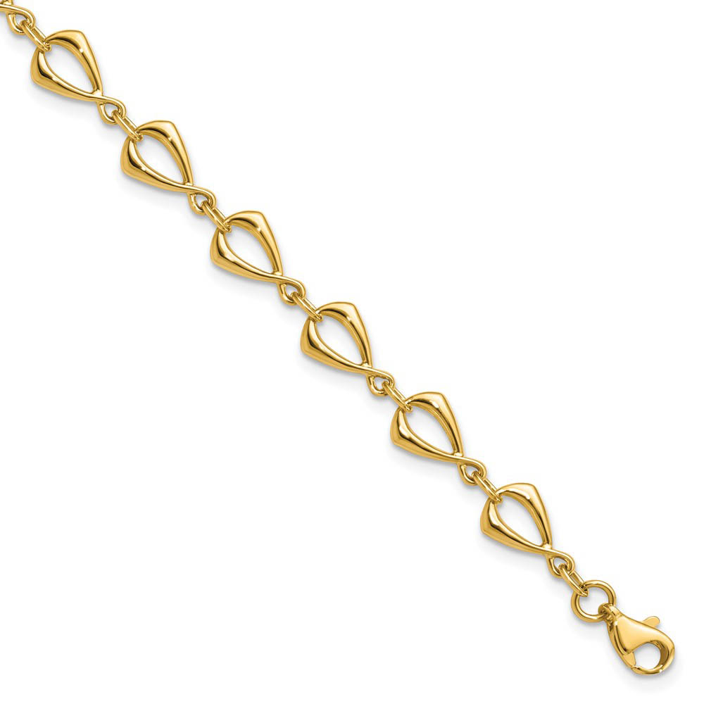 14k Yellow Gold 6mm Polished Fancy Link Chain Bracelet