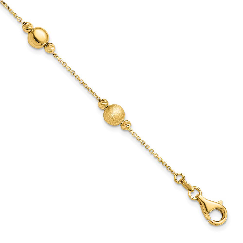 Multi Finish 6mm Bead Station Bracelet in 14k Yellow Gold