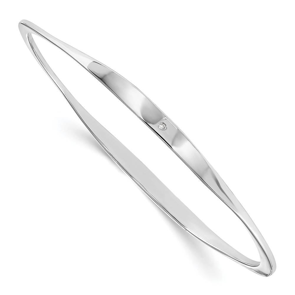 Rhodium Plated Sterling Silver &amp; Diamond Accent Bangle Bracelet