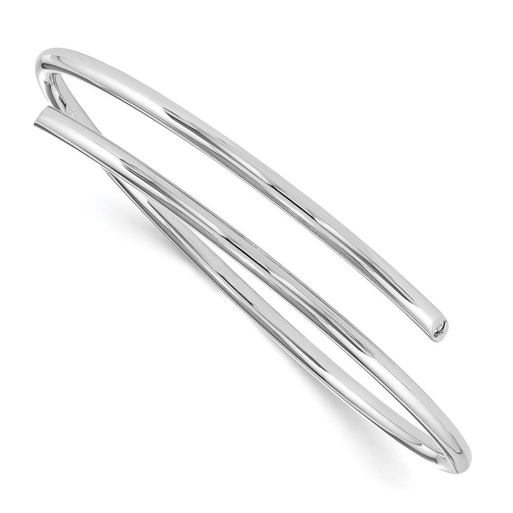 Rhodium Plated Sterling Silver &amp; Diamond Bypass Bangle Bracelet