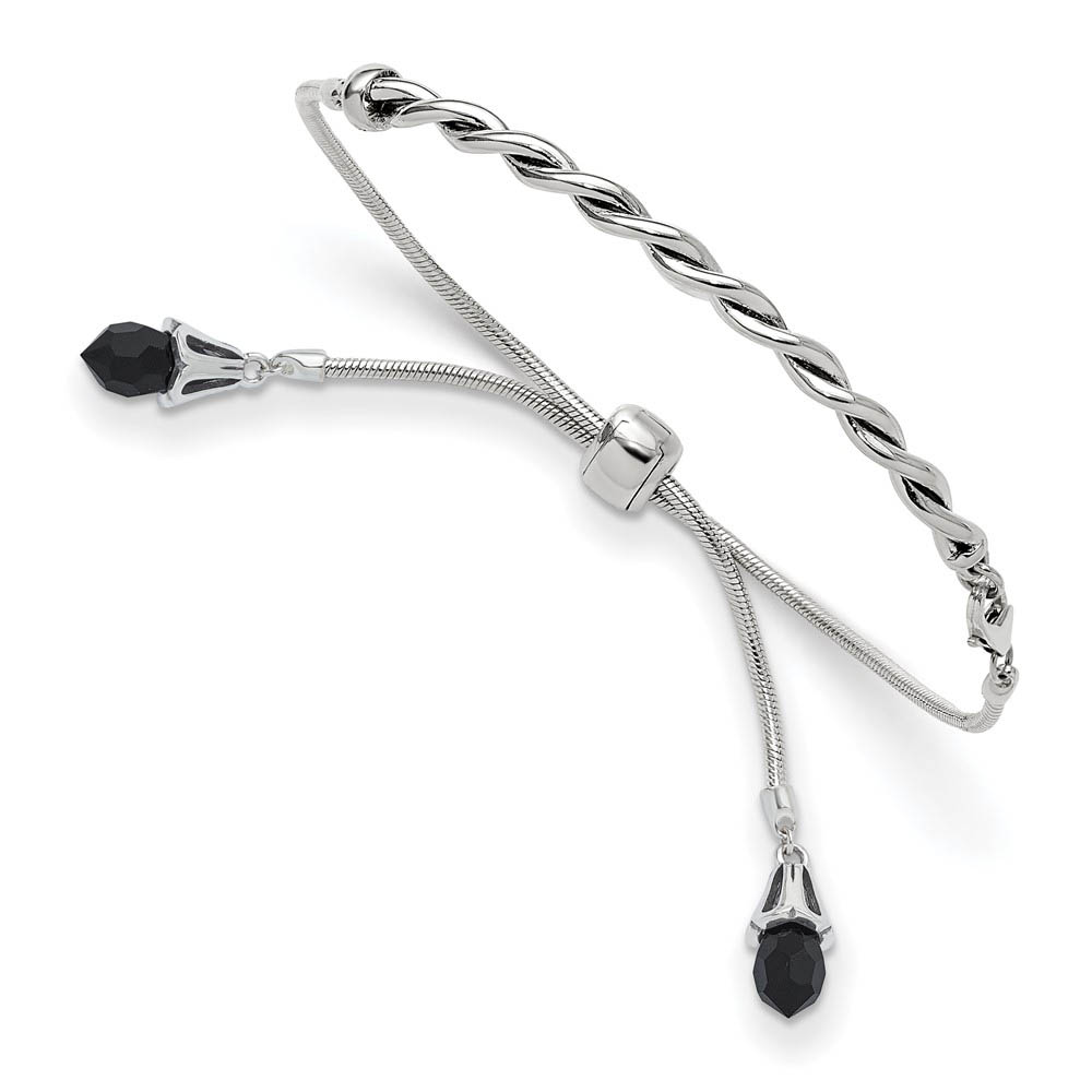 Sterling Silver & Blue Crystal Twisted Bar Adjustable Starter Bracelet