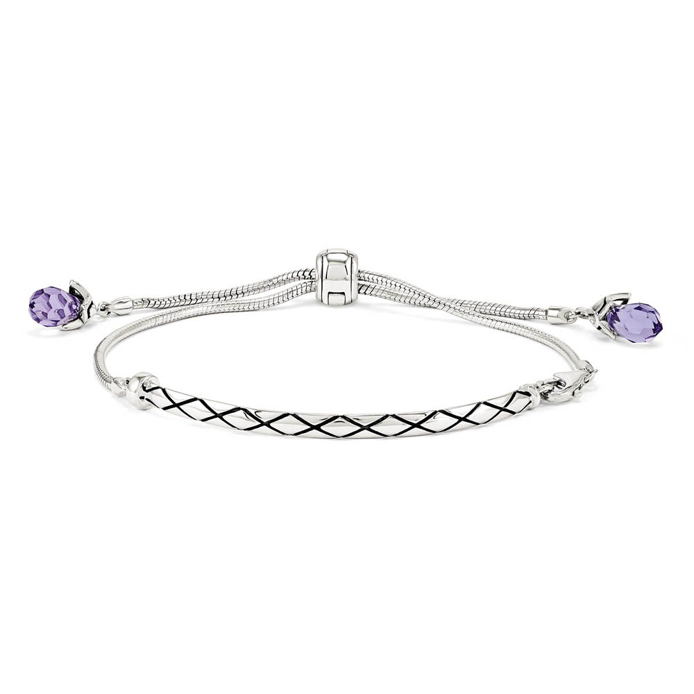 Sterling Silver &amp; Purple Crystal Adjustable Starter Bracelet